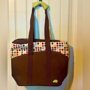 Raya by Thermos Brown Polka Dot Insulated Lunch Tote Bag